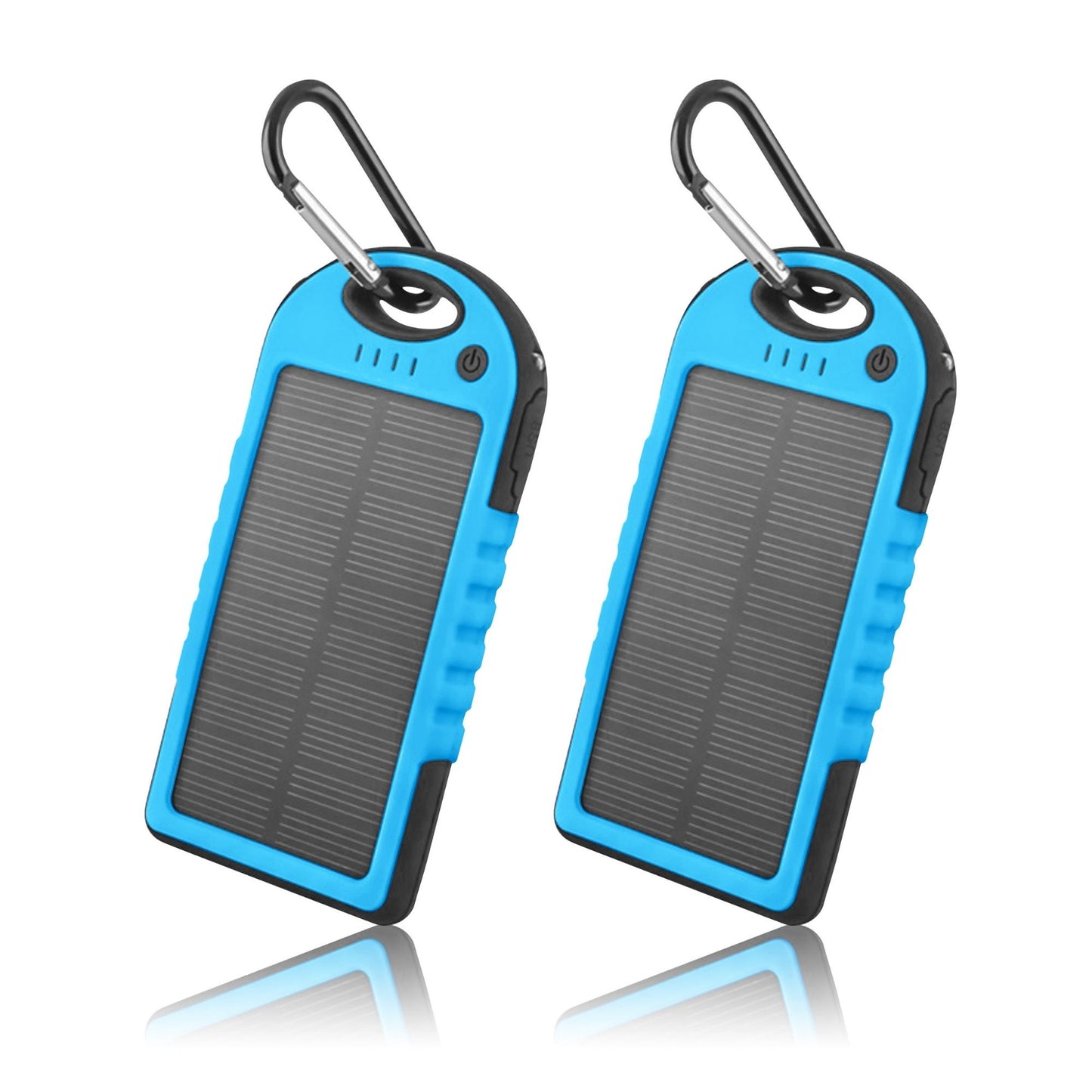 5000mAh Solar Power Bank Charger (2-Pack) – Portable Dual USB Outdoor Battery Pack with Solar Charging & Carabiner