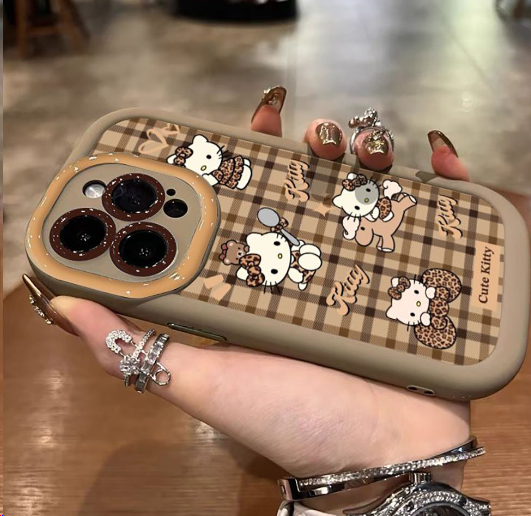 Cute Kitty Lattice Bow iPhone Case – Frosted Silicone, Full Protection