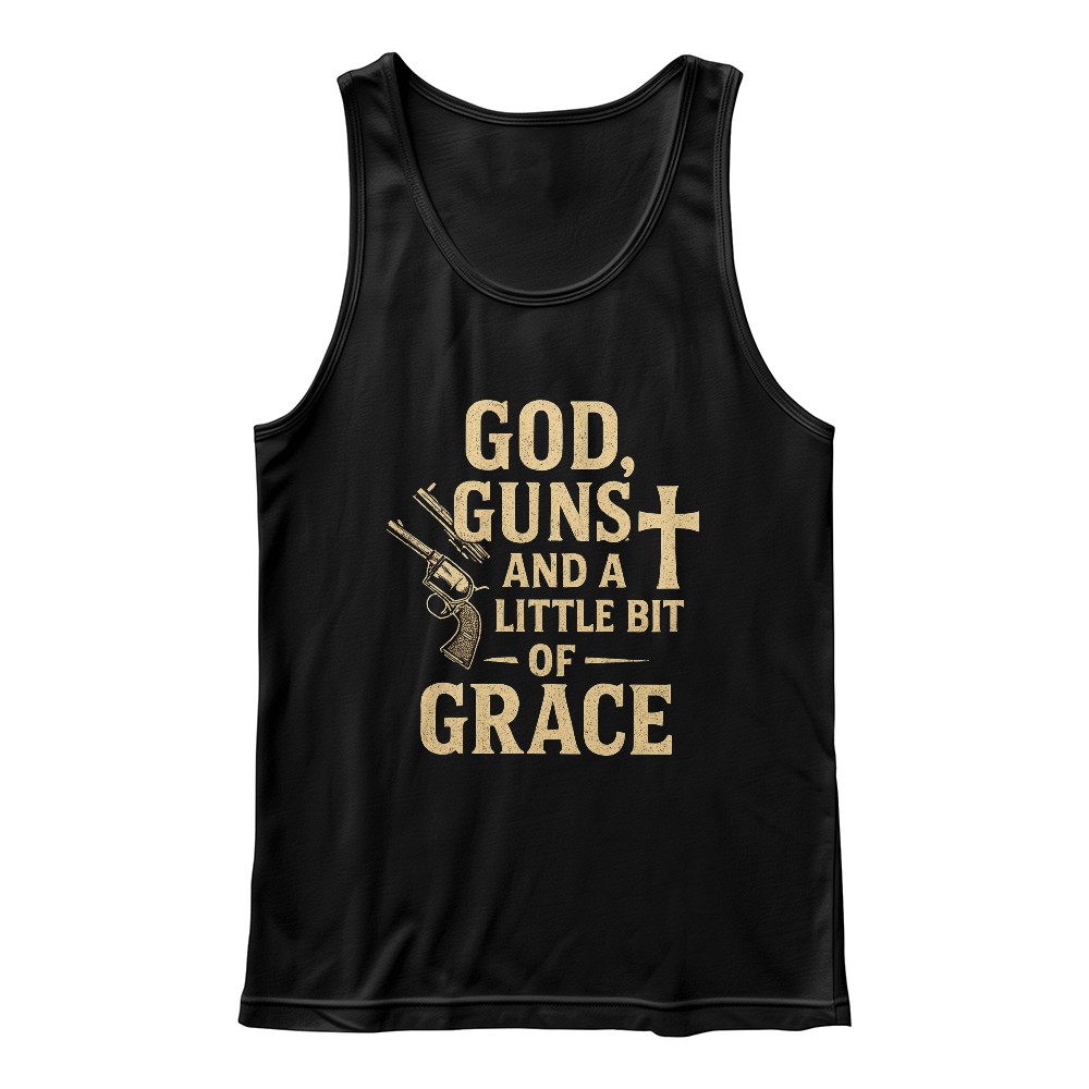 ✝️ God, Guns & Grace Tank – Rooted in Faith. Ready for Anything - Black/Gold