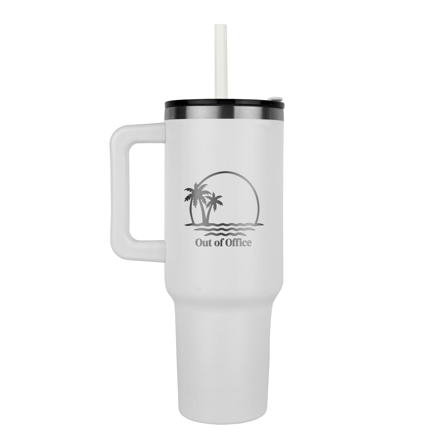🌴 “Out of Office” Retirement Edition – 40oz Laser Engraved Stainless Steel Tumbler