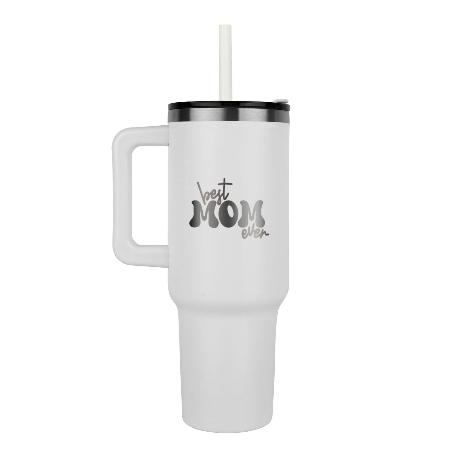 π Best Mom Ever β 40oz Laser Engraved Stainless Steel Tumbler with Handle & Straw
