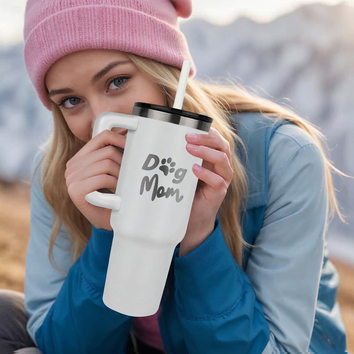 ๐ถ Dog Mom 40oz Laser Engraved Tumbler โ For the One Who Carries Treats in Her Purse ๐