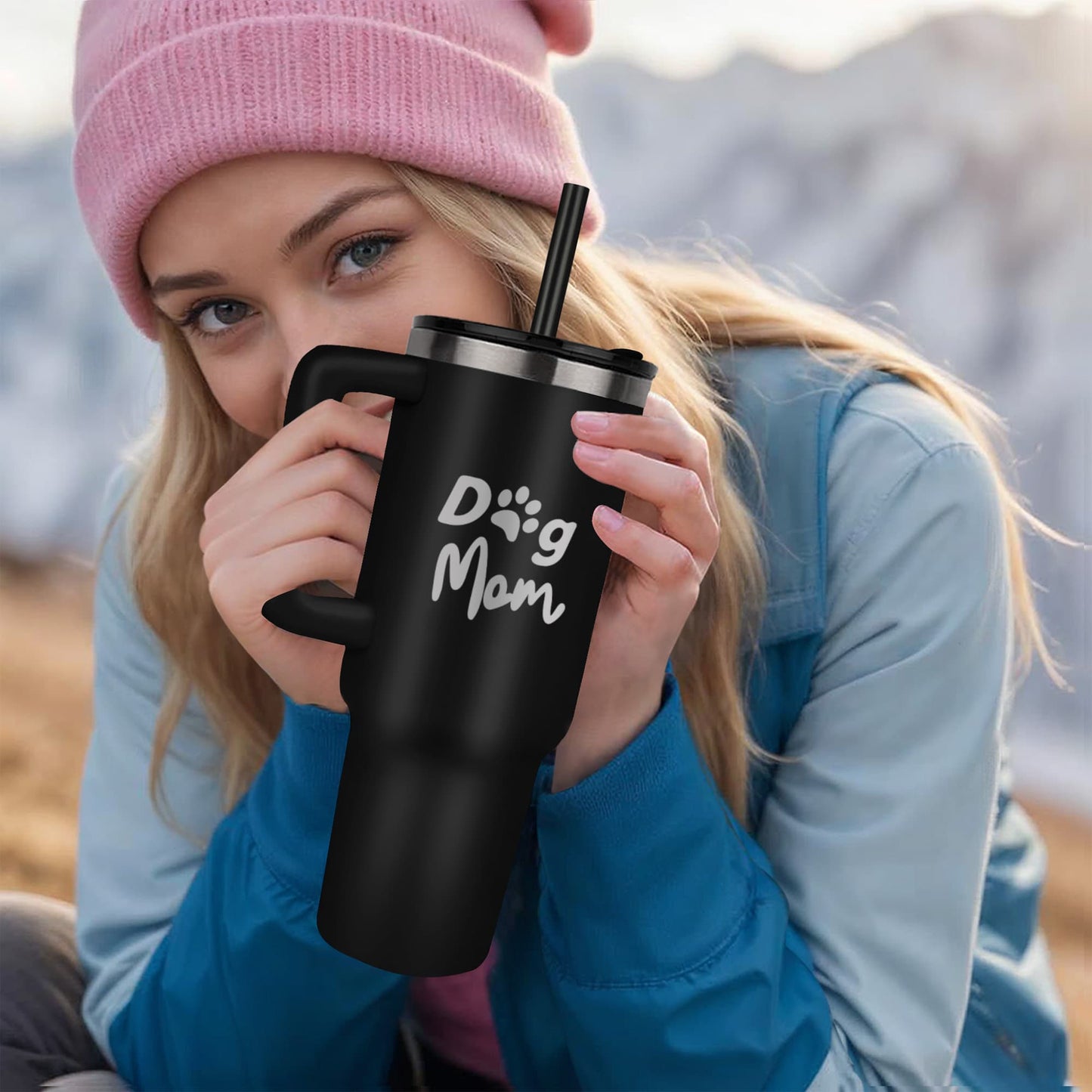 ๐ถ Dog Mom 40oz Laser Engraved Tumbler โ For the One Who Carries Treats in Her Purse ๐