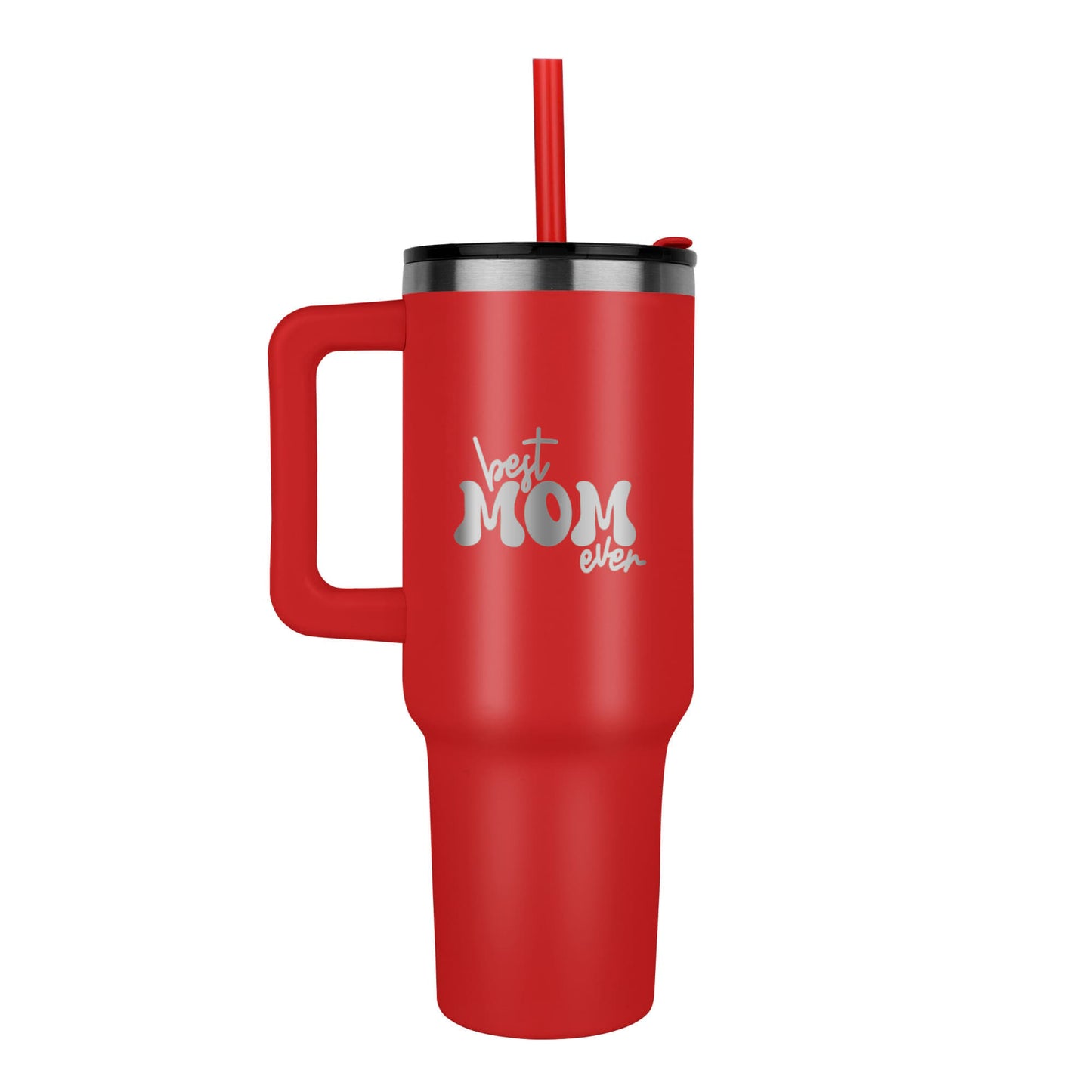π Best Mom Ever β 40oz Laser Engraved Stainless Steel Tumbler with Handle & Straw
