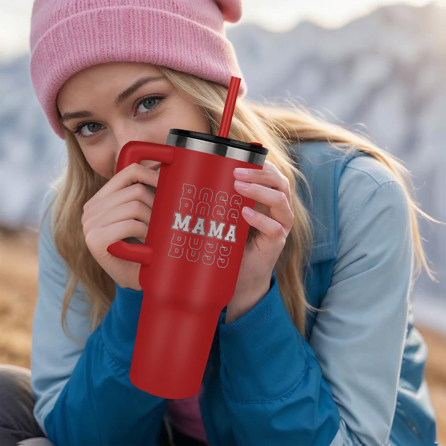 πΌ Boss Mama Laser Engraved 40oz Tumbler β Fueled by Coffee, Powered by Hustle π