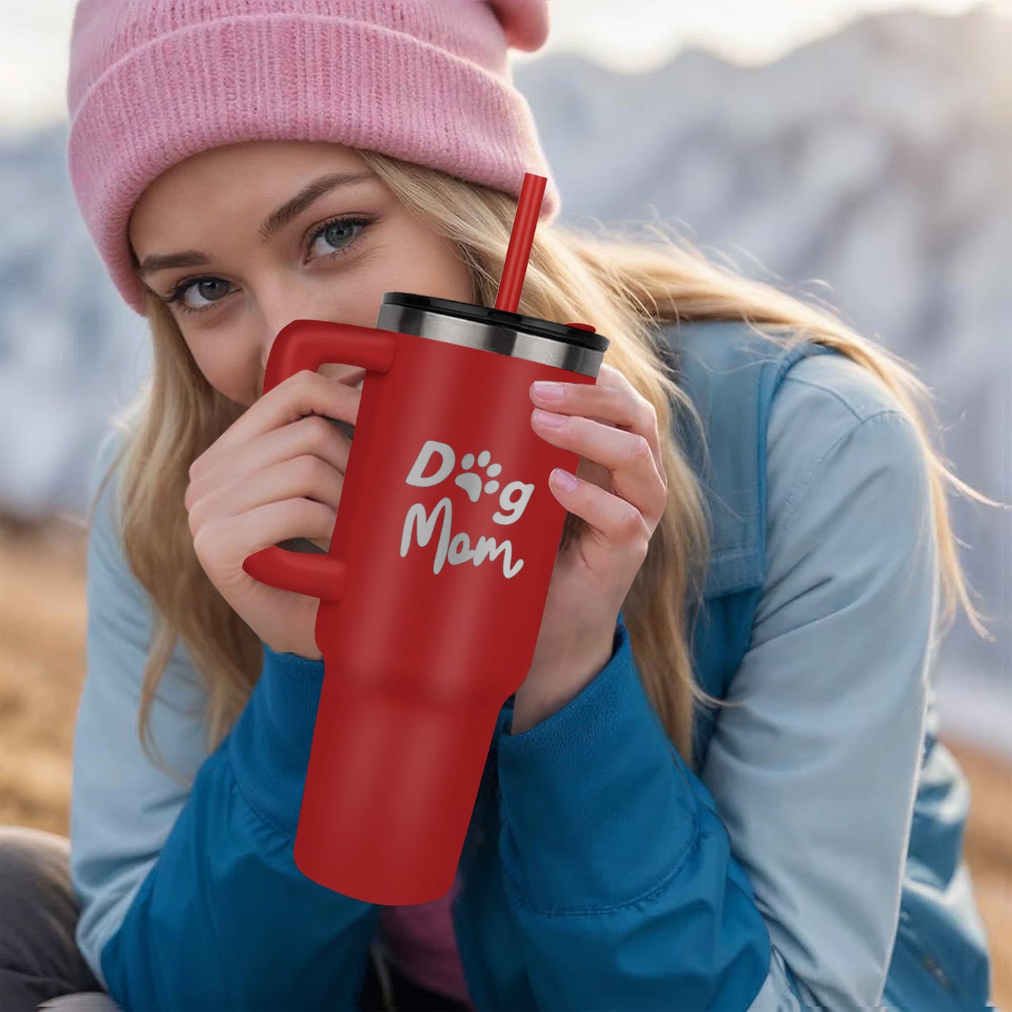 ๐ถ Dog Mom 40oz Laser Engraved Tumbler โ For the One Who Carries Treats in Her Purse ๐