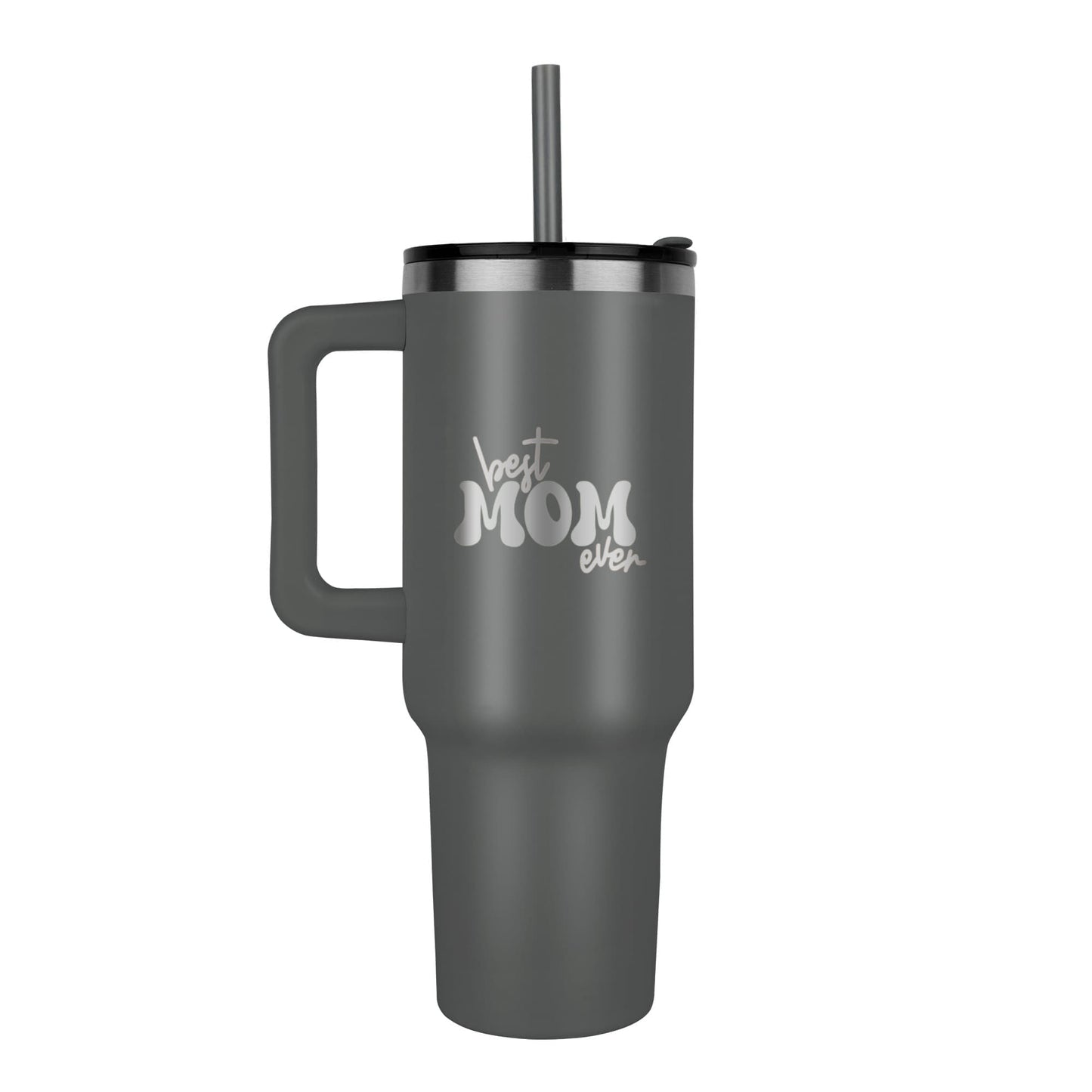π Best Mom Ever β 40oz Laser Engraved Stainless Steel Tumbler with Handle & Straw