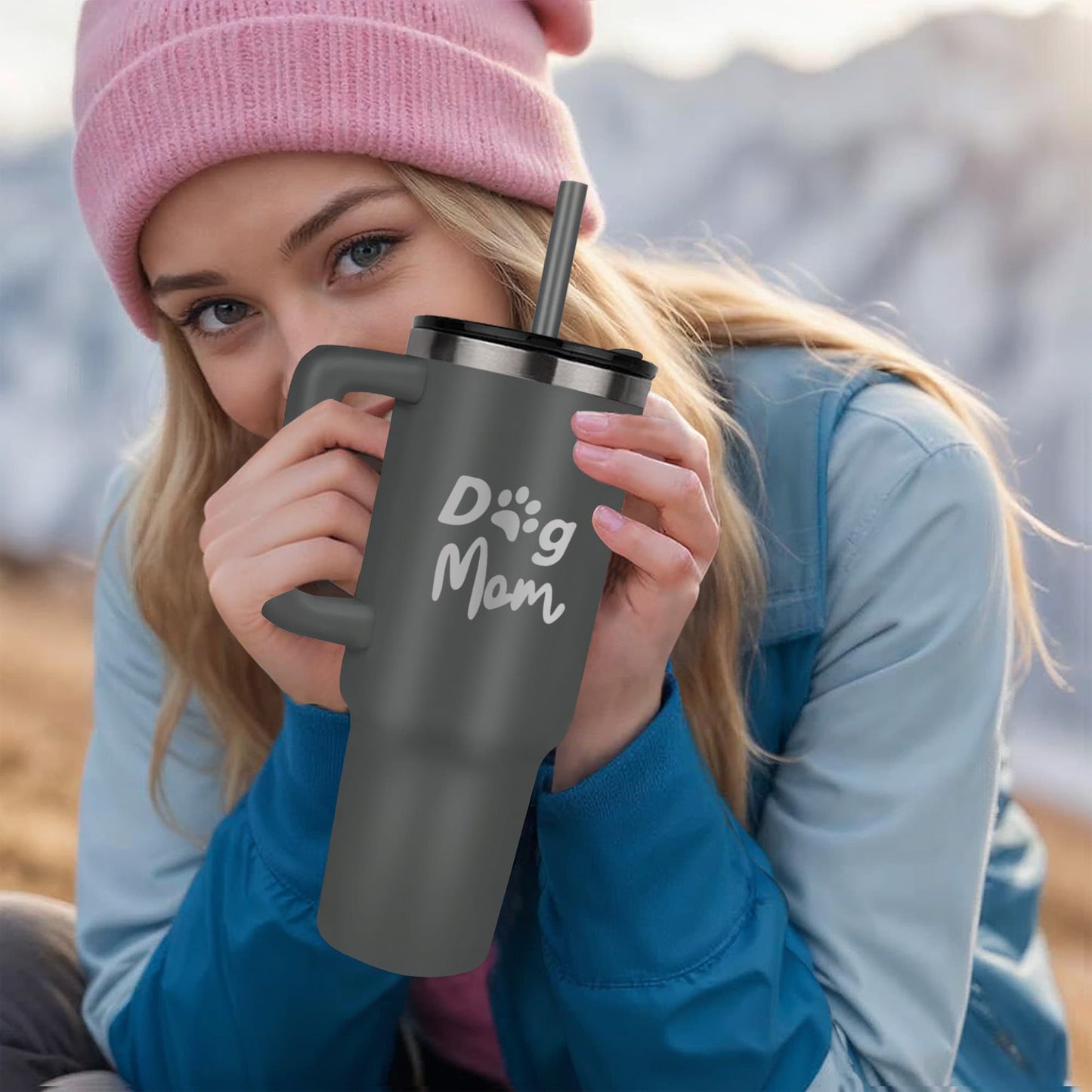 ๐ถ Dog Mom 40oz Laser Engraved Tumbler โ For the One Who Carries Treats in Her Purse ๐