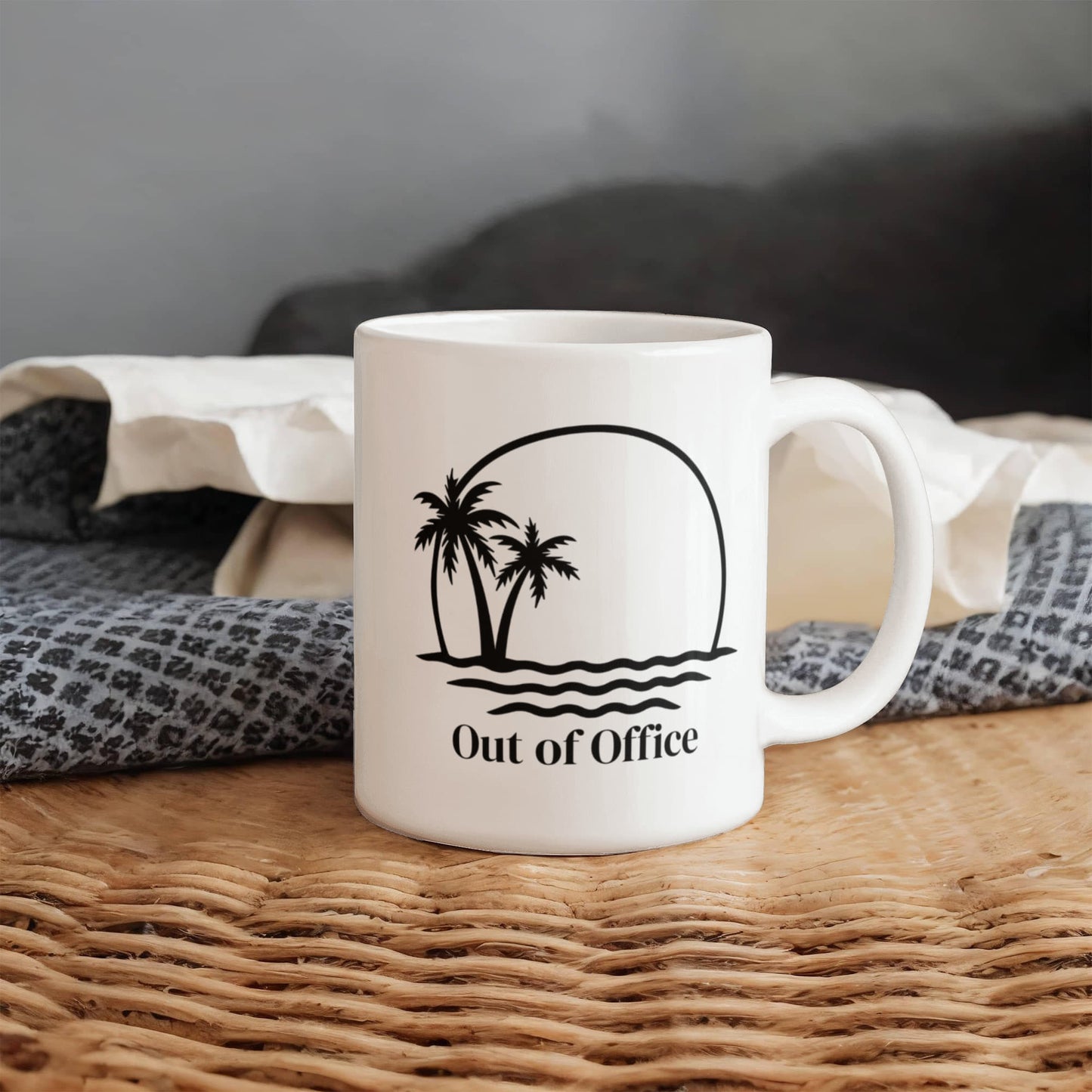 🌴 “Out of Office” Palm Tree Vacation Mug – 11oz & 15oz Ceramic Coffee Cup ☕