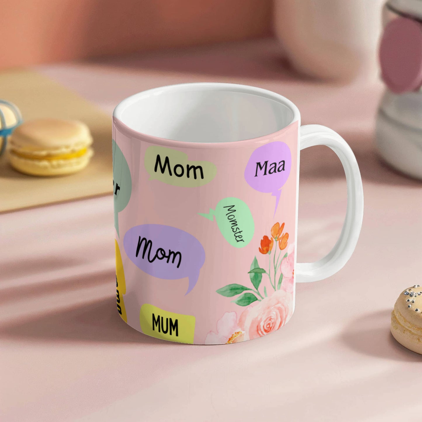 š āMom, Mum, Momsterā Floral Ceramic Mug ā A Sip of Love in Every Name