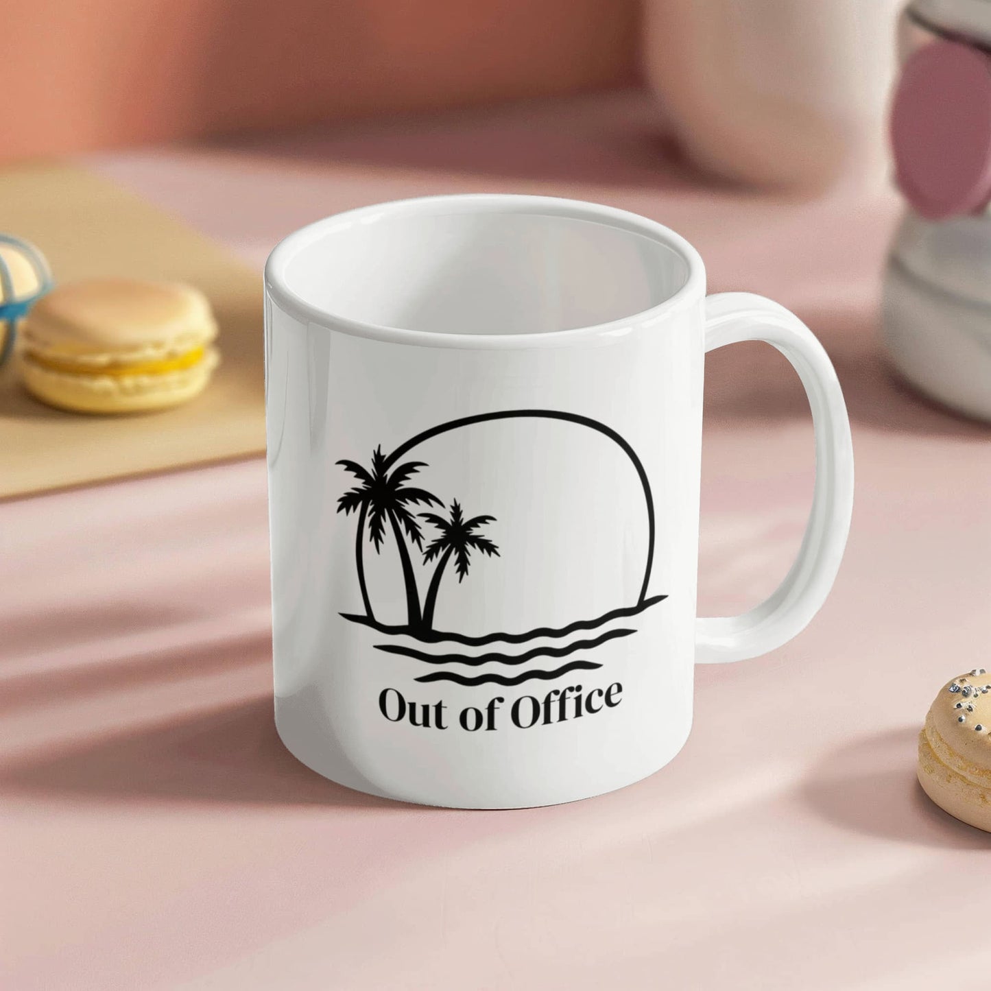 🌴 “Out of Office” Palm Tree Vacation Mug – 11oz & 15oz Ceramic Coffee Cup ☕