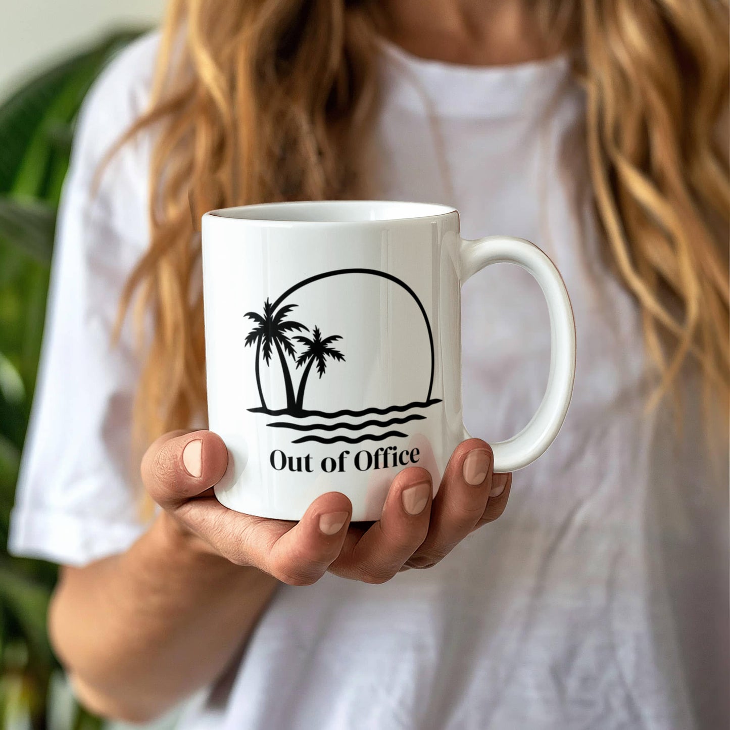 🌴 “Out of Office” Palm Tree Vacation Mug – 11oz & 15oz Ceramic Coffee Cup ☕