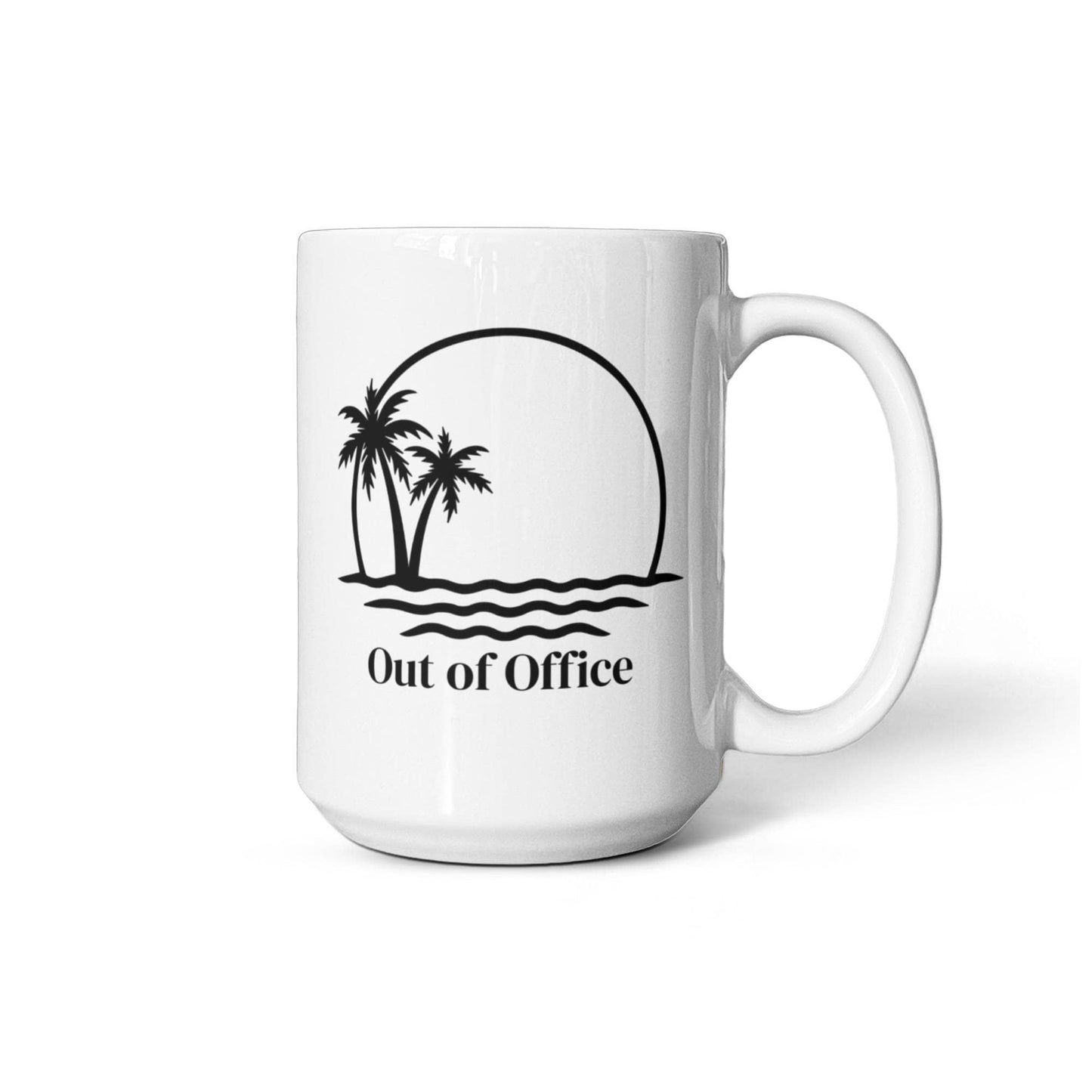🌴 “Out of Office” Palm Tree Vacation Mug – 11oz & 15oz Ceramic Coffee Cup ☕