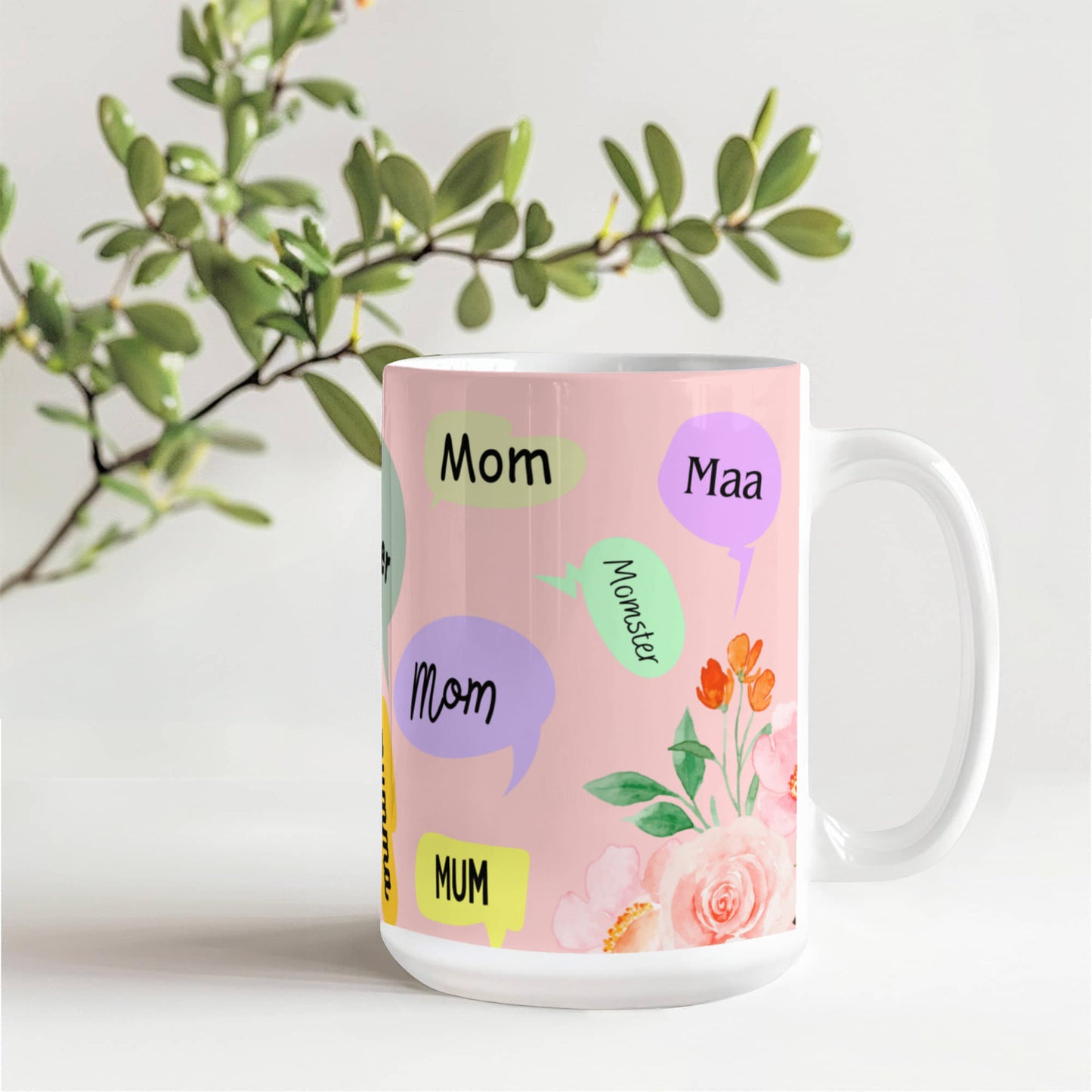 š āMom, Mum, Momsterā Floral Ceramic Mug ā A Sip of Love in Every Name