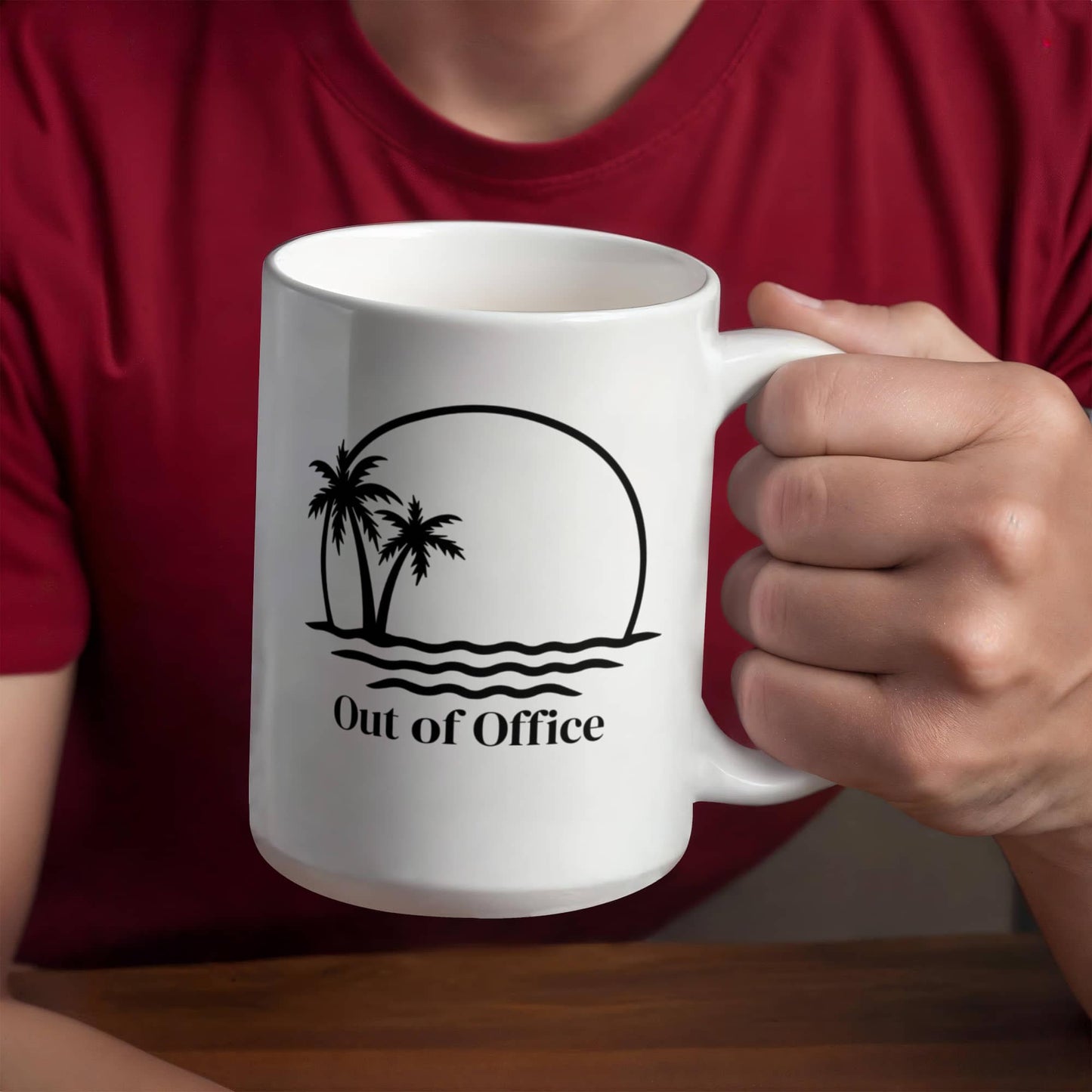 🌴 “Out of Office” Palm Tree Vacation Mug – 11oz & 15oz Ceramic Coffee Cup ☕