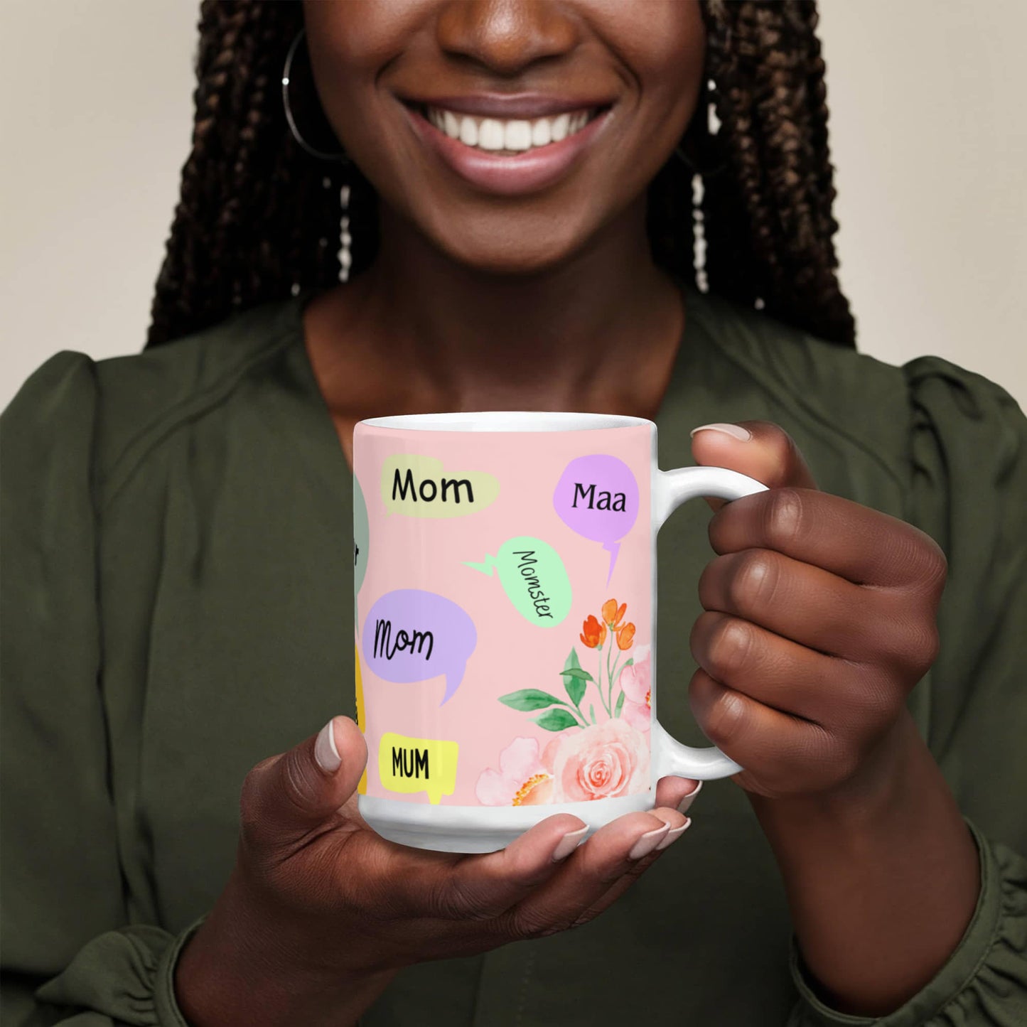 š āMom, Mum, Momsterā Floral Ceramic Mug ā A Sip of Love in Every Name