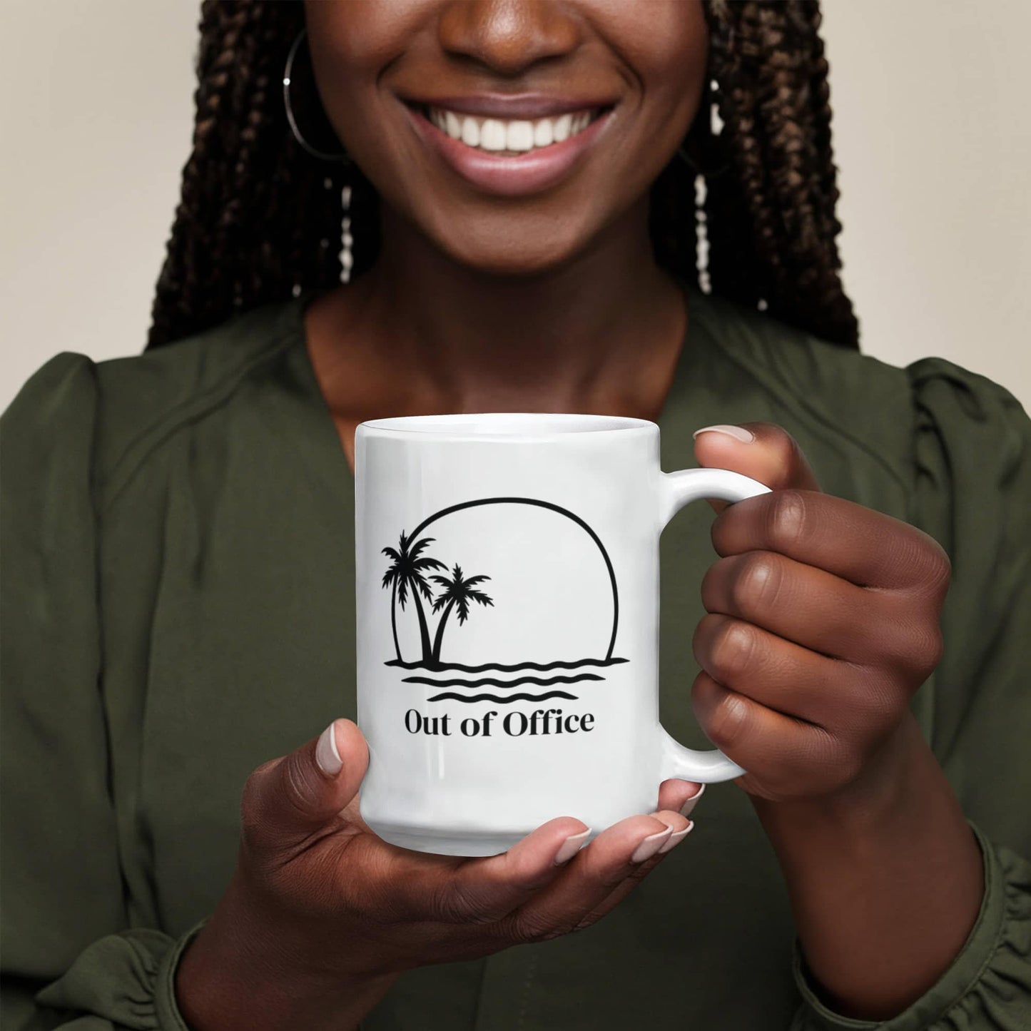 🌴 “Out of Office” Palm Tree Vacation Mug – 11oz & 15oz Ceramic Coffee Cup ☕
