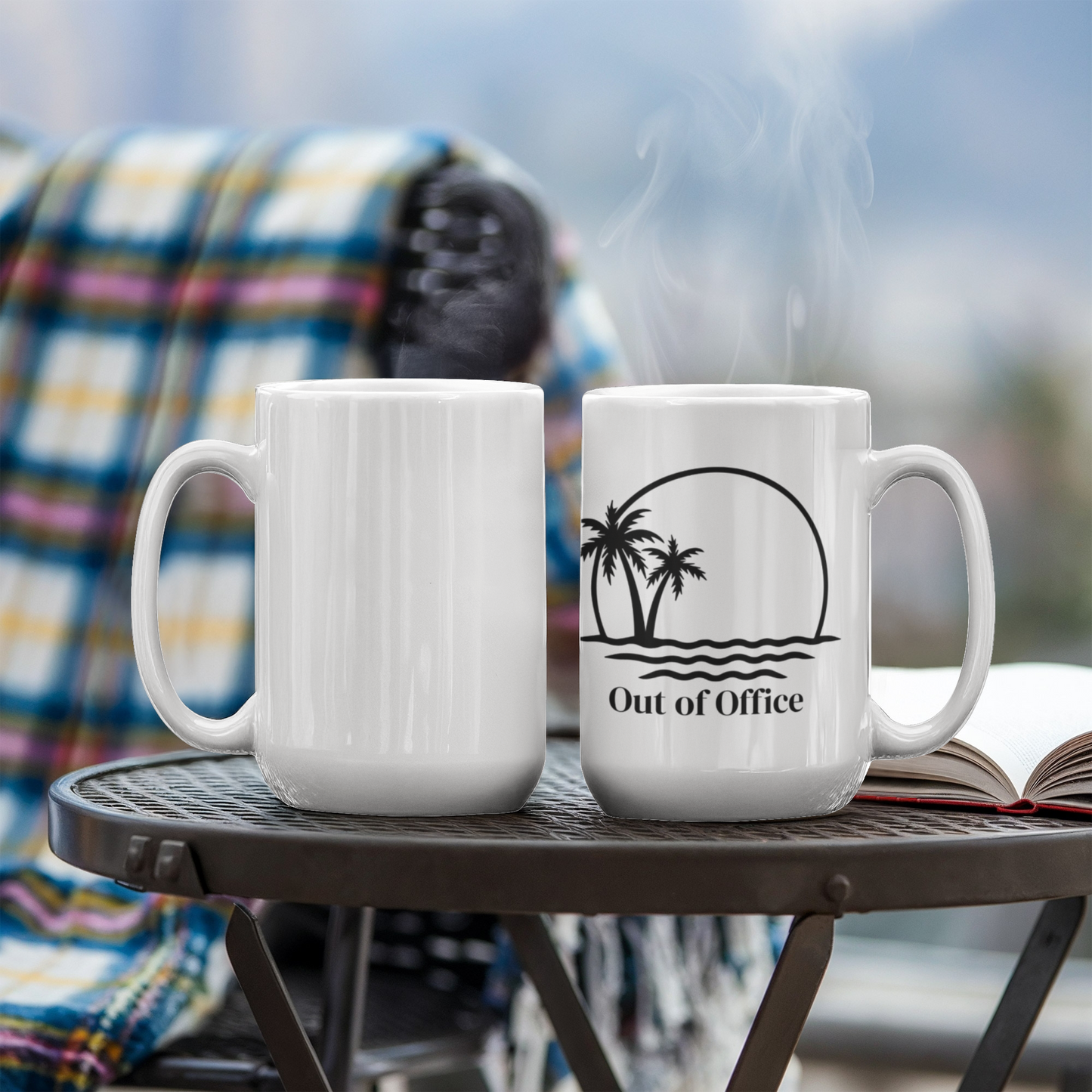🌴 “Out of Office” Palm Tree Vacation Mug – 11oz & 15oz Ceramic Coffee Cup ☕