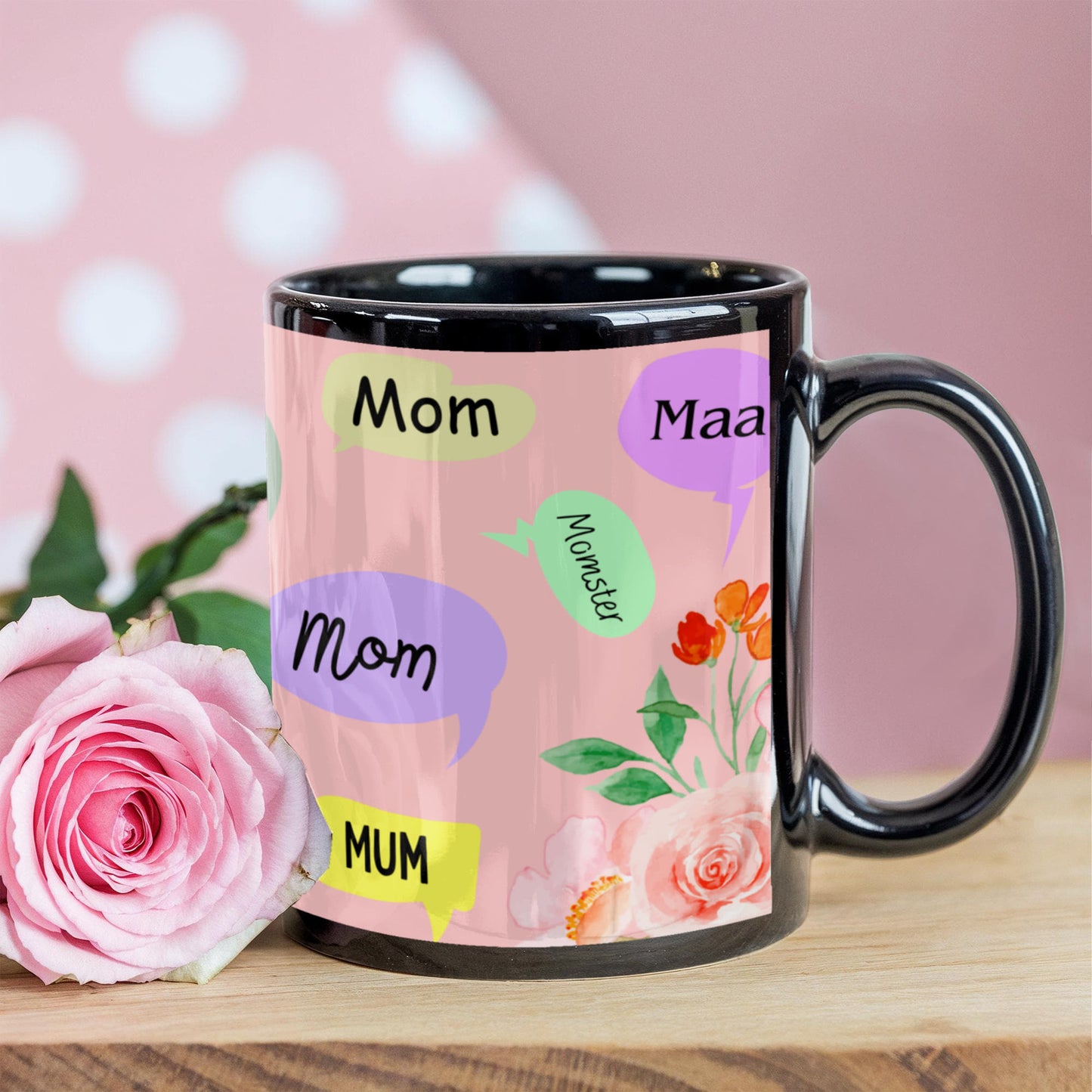 š āMom, Mum, Momsterā Floral Ceramic Mug ā A Sip of Love in Every Name