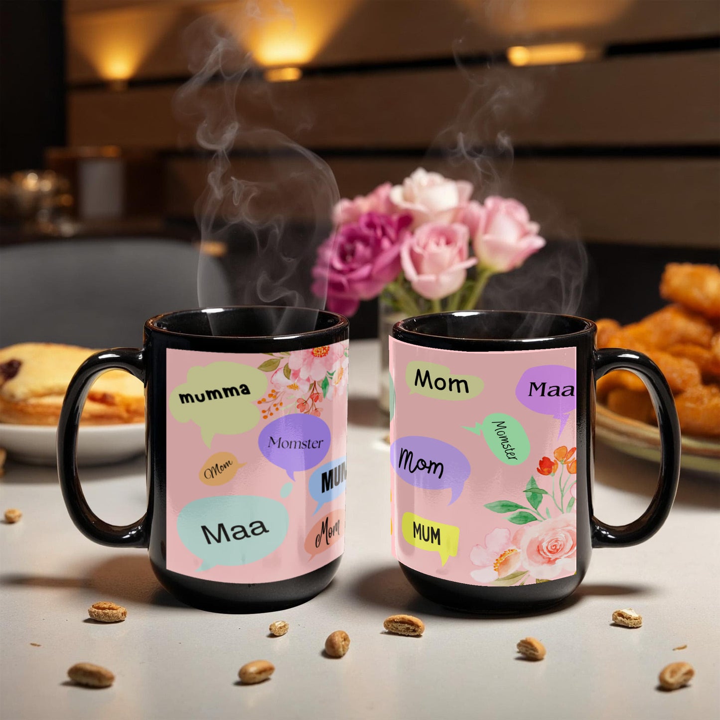 š āMom, Mum, Momsterā Floral Ceramic Mug ā A Sip of Love in Every Name