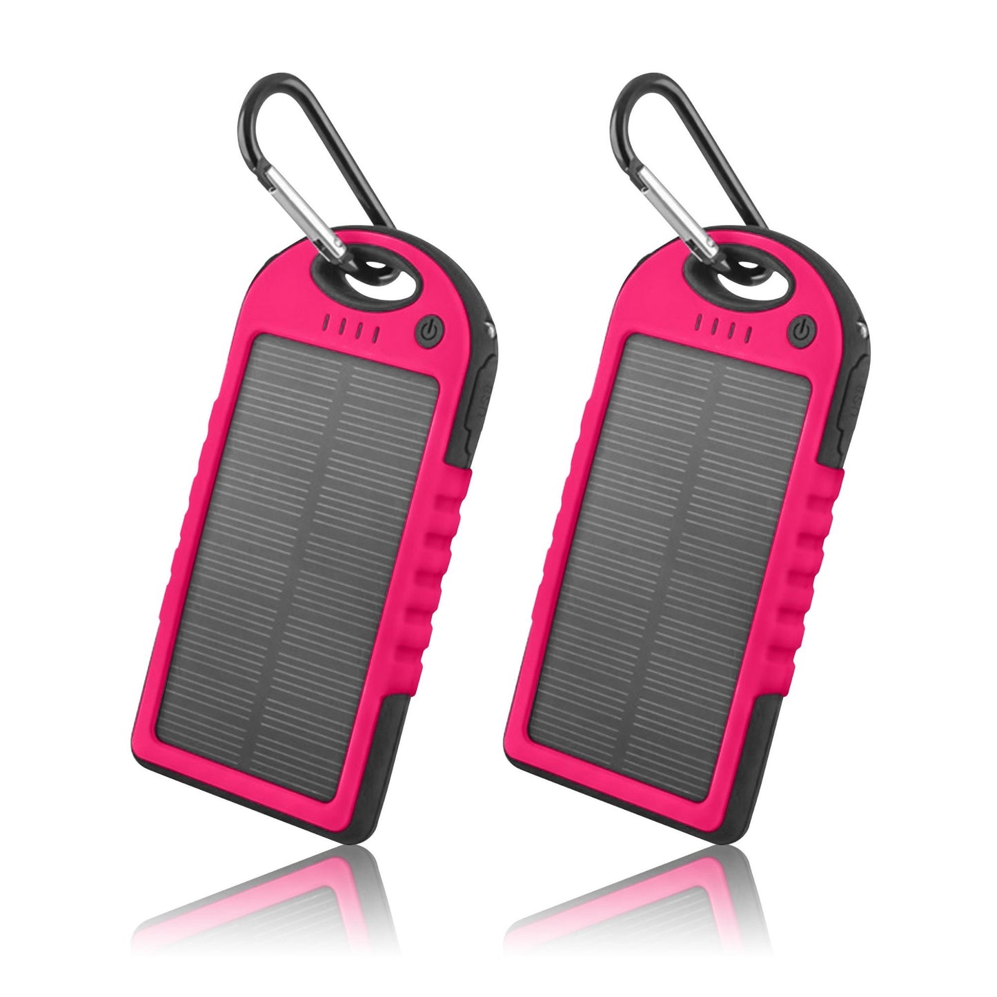 5000mAh Solar Power Bank Charger (2-Pack) – Portable Dual USB Outdoor Battery Pack with Solar Charging & Carabiner