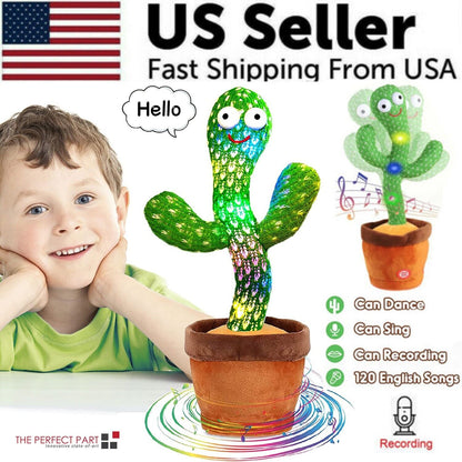 Dancing Cactus Plush Toy – Singing, Talking & Recording Interactive Toy with Lights (120 Songs)