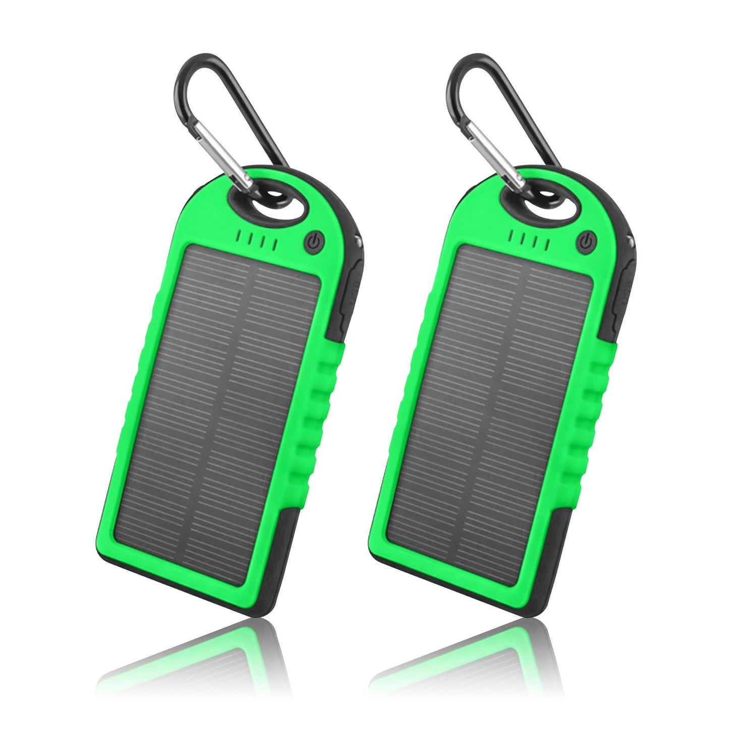 5000mAh Solar Power Bank Charger (2-Pack) – Portable Dual USB Outdoor Battery Pack with Solar Charging & Carabiner