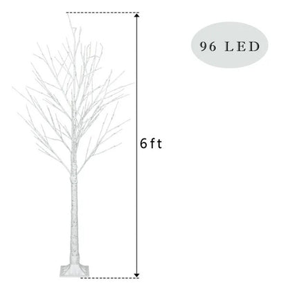 6FT Lighted Birch Tree with 96 LED Lights – Indoor Outdoor Decorative Tree for Christmas, Weddings & Holiday Décor