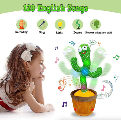 Dancing Cactus Plush Toy – Singing, Talking & Recording Interactive Toy with Lights (120 Songs)