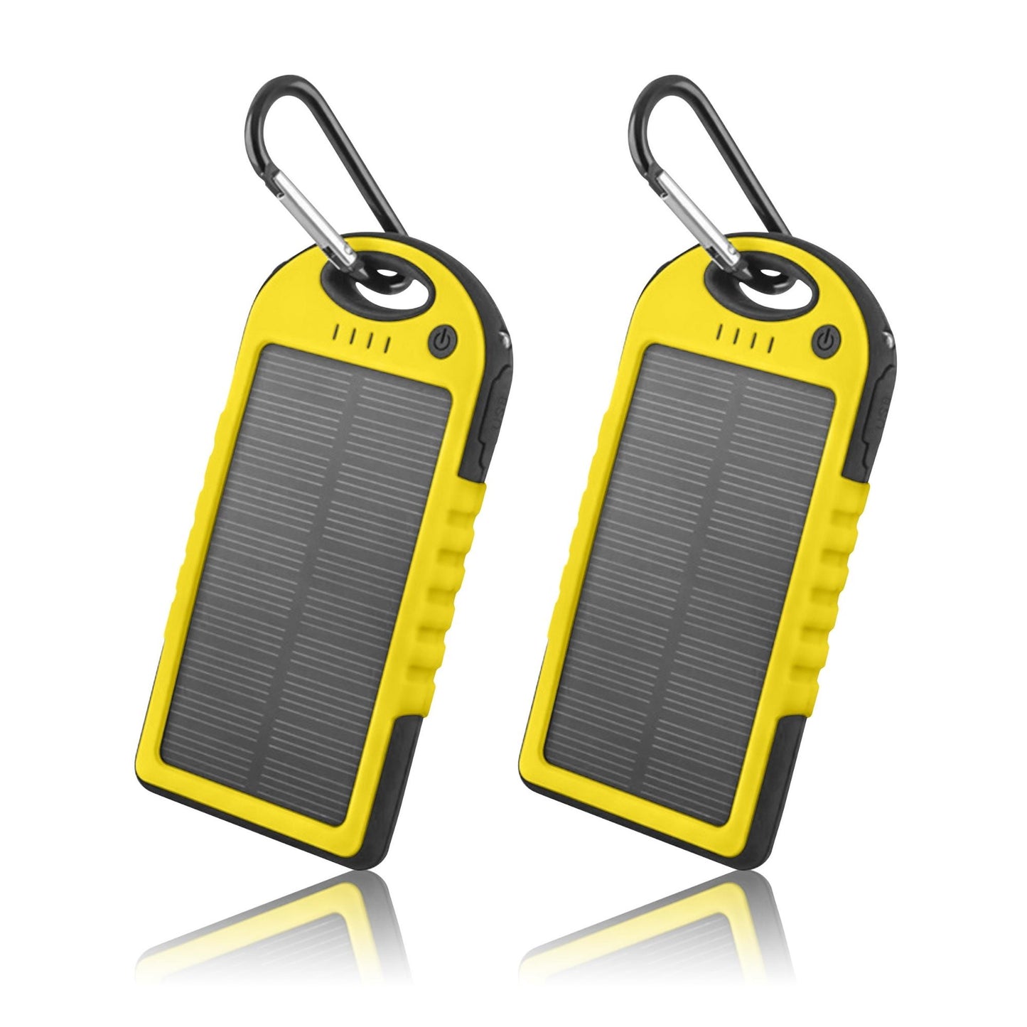 5000mAh Solar Power Bank Charger (2-Pack) – Portable Dual USB Outdoor Battery Pack with Solar Charging & Carabiner