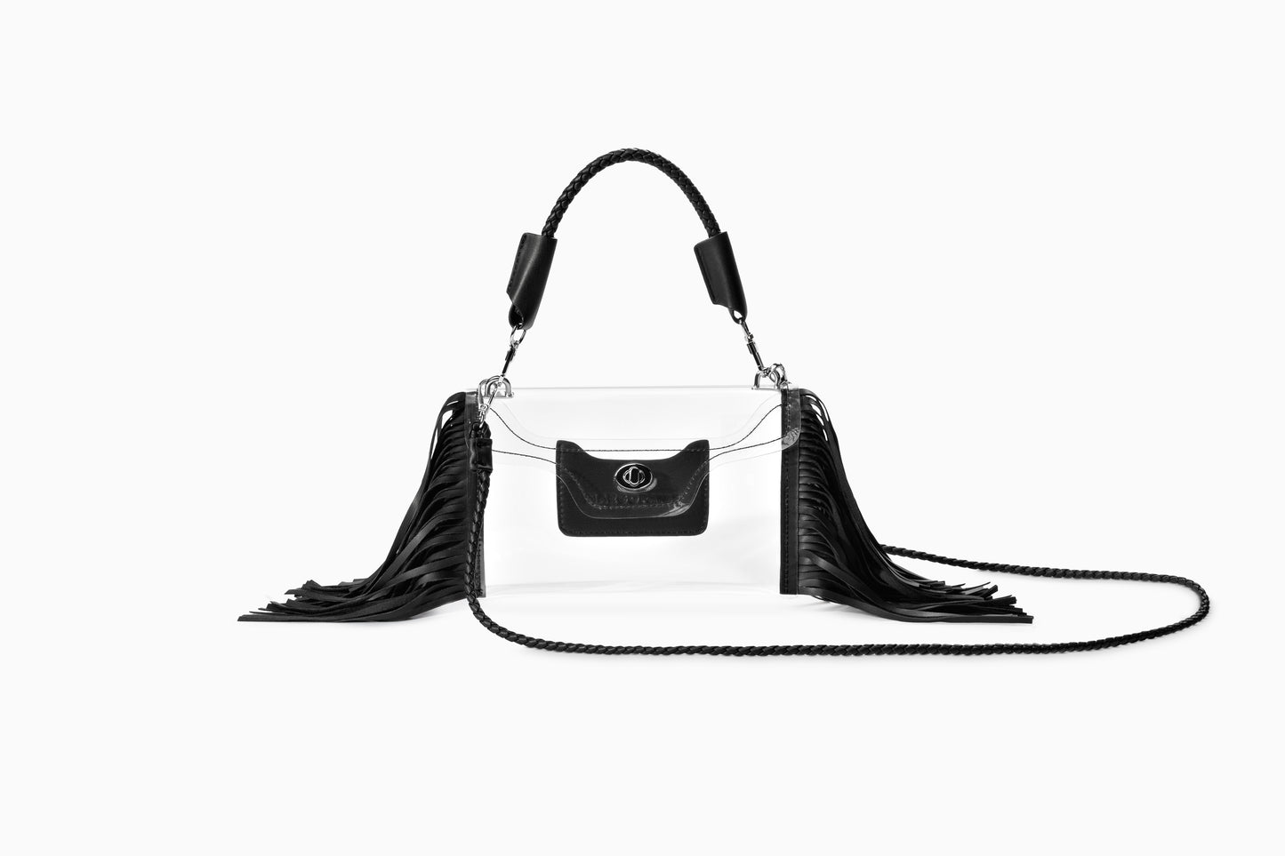 Clear Fringe Crossbody Bag – Stadium Approved Transparent Purse with Braided Strap & Chic Fringe Design
