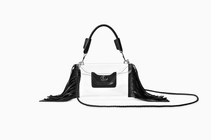 Clear Fringe Crossbody Bag – Stadium Approved Transparent Purse with Braided Strap & Chic Fringe Design