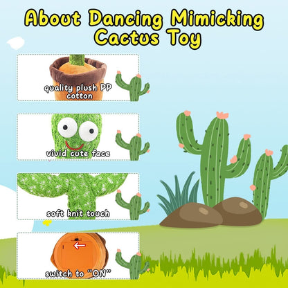 Dancing Cactus Plush Toy – Singing, Talking & Recording Interactive Toy with Lights (120 Songs)