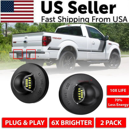 LED License Plate Lights for Ford F150 F250 F350 (2-Pack) – Ultra Bright Plug & Play Rear Bumper Tag Lamps