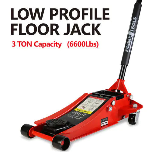 🔥 3-Ton Hydraulic Low Profile Racing Floor Jack – Dual Piston, Steel Body, 3.3"–18.5" Lift
