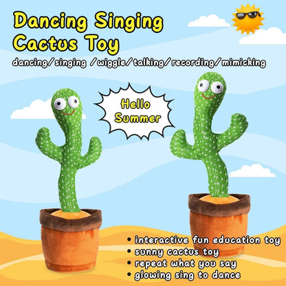 Dancing Cactus Plush Toy – Singing, Talking & Recording Interactive Toy with Lights (120 Songs)