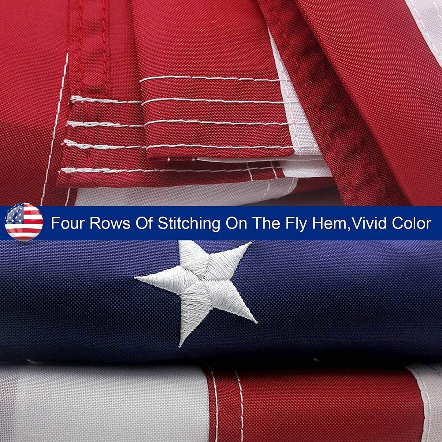 Premium Embroidered American Flag – Heavy-Duty Outdoor Flag with Sewn Stripes & Brass Grommets (Multiple Sizes)