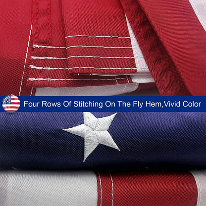 Premium Embroidered American Flag – Heavy-Duty Outdoor Flag with Sewn Stripes & Brass Grommets (Multiple Sizes)