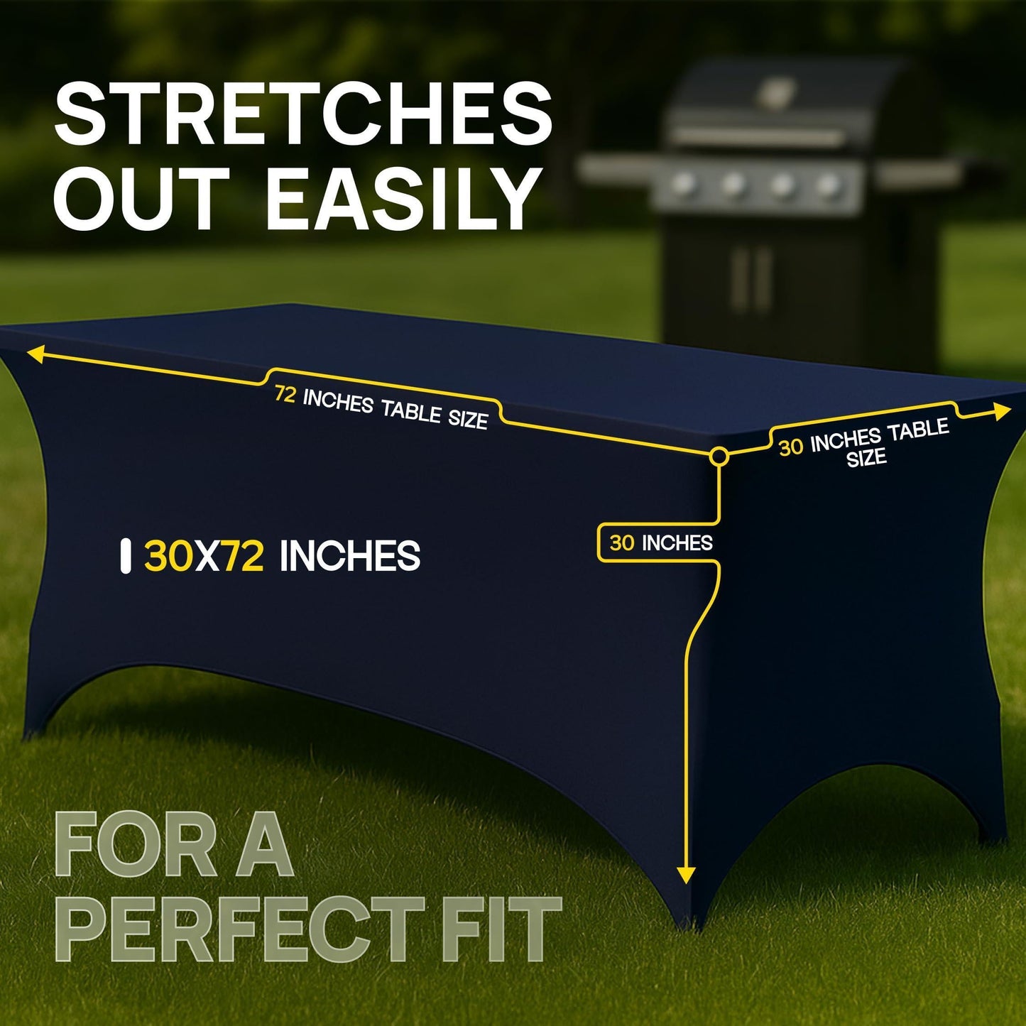 Navy Spandex Table Covers 6ft (2-Pack) – Stretch Fitted Wrinkle-Free Tablecloths with Elastic Leg Pockets for Events & Parties