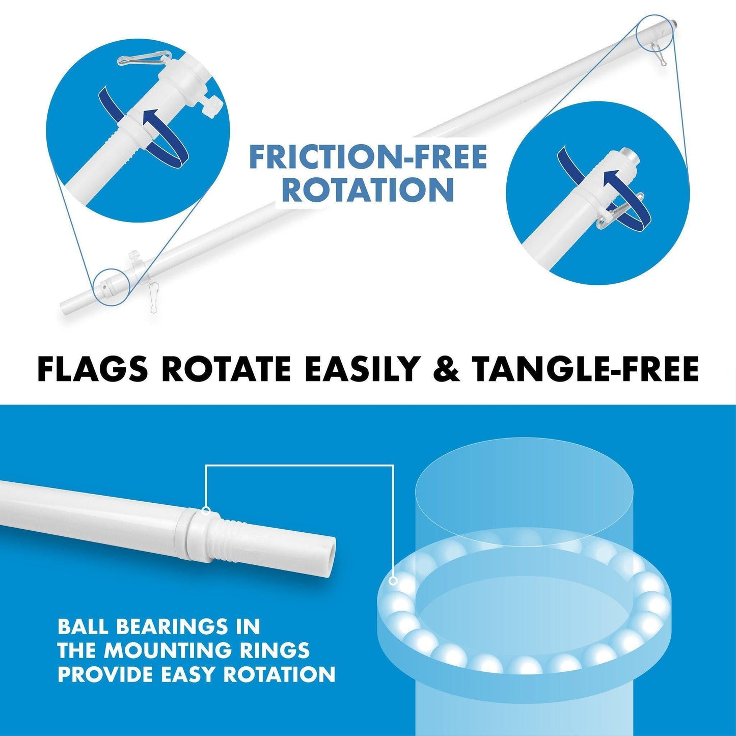 Deluxe 6 ft Tangle-Free Spinning Flagpole Kit with 3×5 ft Tea-Stained Bennington 76 Flag – Heavy Duty Aluminum Outdoor Flag Pole Set