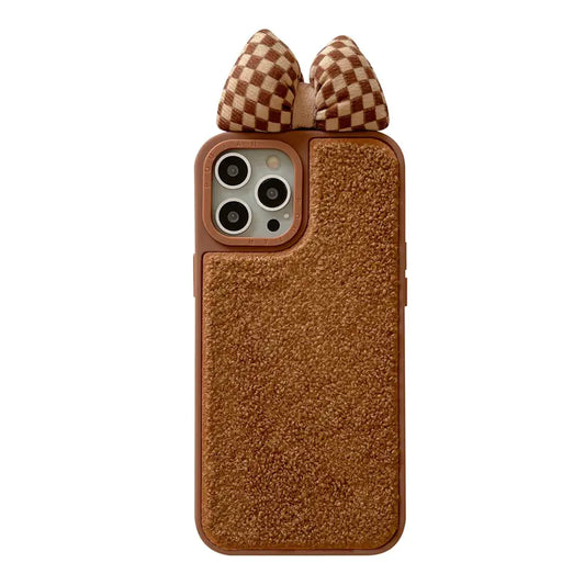 Cute Kitty Lattice Bow iPhone Case – Frosted Silicone, Full Protection
