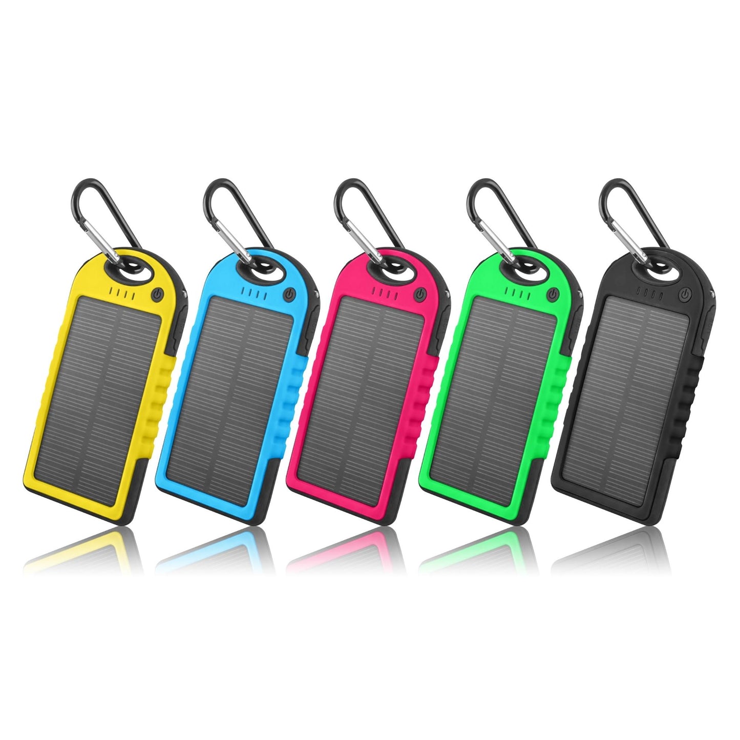 5000mAh Solar Power Bank Charger (2-Pack) – Portable Dual USB Outdoor Battery Pack with Solar Charging & Carabiner