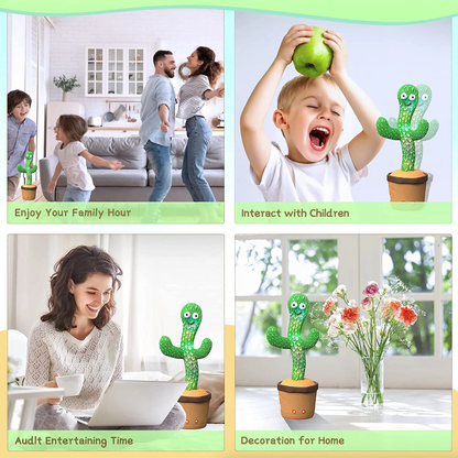 Dancing Cactus Plush Toy – Singing, Talking & Recording Interactive Toy with Lights (120 Songs)