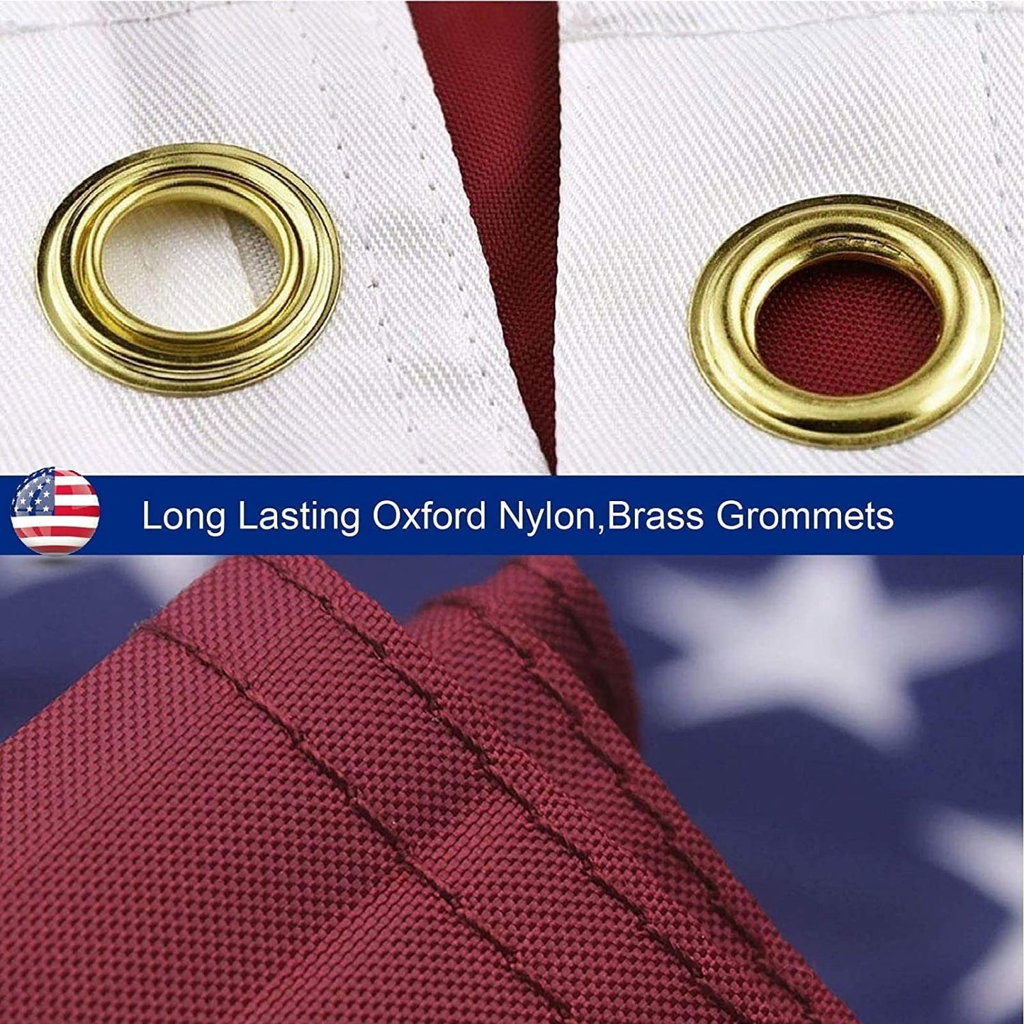 Premium Embroidered American Flag – Heavy-Duty Outdoor Flag with Sewn Stripes & Brass Grommets (Multiple Sizes)