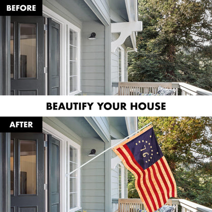 Deluxe 6 ft Tangle-Free Spinning Flagpole Kit with 3×5 ft Tea-Stained Bennington 76 Flag – Heavy Duty Aluminum Outdoor Flag Pole Set