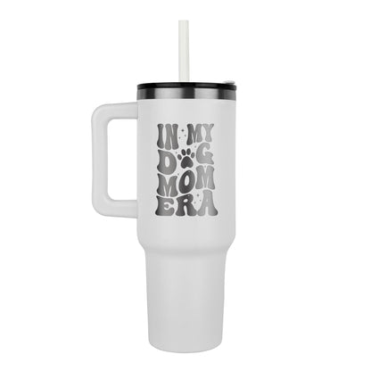 🐾 In My Dog Mom Era – 40oz Laser Engraved Tumbler for Pet-Loving Queens 🐾