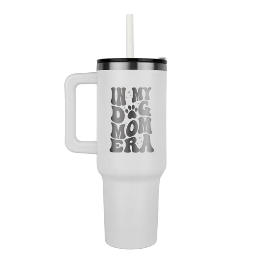 🐾 In My Dog Mom Era – 40oz Laser Engraved Tumbler for Pet-Loving Queens 🐾
