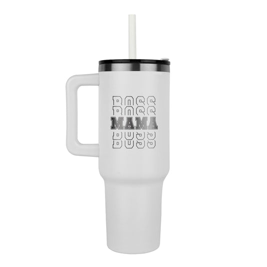 💼 Boss Mama Laser Engraved 40oz Tumbler – Fueled by Coffee, Powered by Hustle 💖