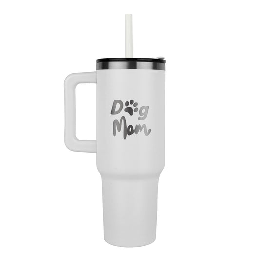 🐶 Dog Mom 40oz Laser Engraved Tumbler – For the One Who Carries Treats in Her Purse 💕