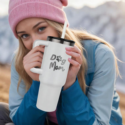 🐶 Dog Mom 40oz Laser Engraved Tumbler – For the One Who Carries Treats in Her Purse 💕